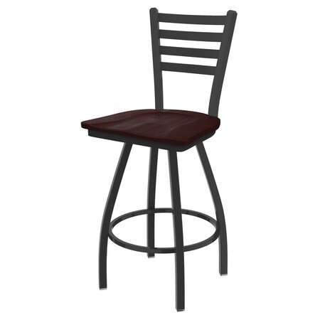 Holland Bar Stool Co 36" Swivel X-Tall Bar Stool, Pewter Finish, Dark Cherry Maple Seat X410